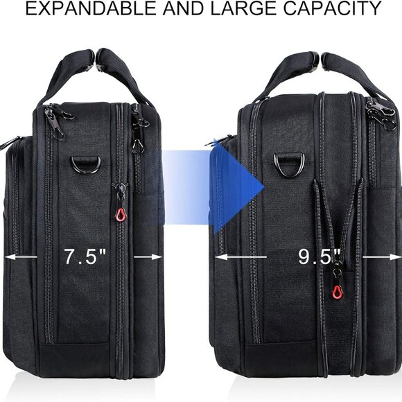 LaptopBag Expandable Laptop Briefcase Fits Up to 17.3Inch Laptop Water-Repellent - Picture 2 of 7